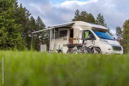 Wallpaper Mural Family vacation travel RV, holiday trip in motorhome, Caravan car Vacation. Beautiful Nature Norway. Torontodigital.ca