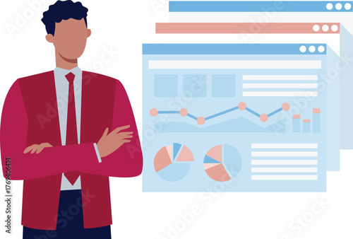 The man is presenting different websites