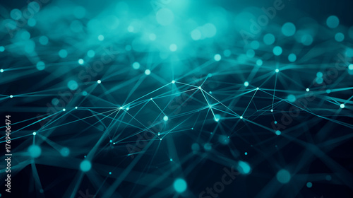 Network of Connected Dots: A visually stunning depiction of interconnected nodes and lines, illustrating the intricate web of digital connectivity, data flow, and technological advancement.