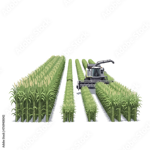 Forage harvester cutting corn in field