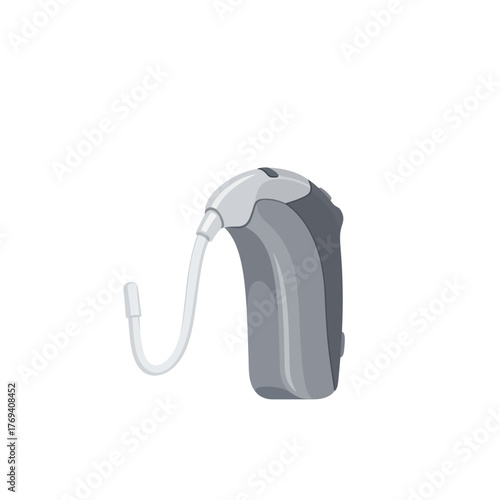 Behind-the-Ear (BTE) Hearing Aid Illustration on White Background
