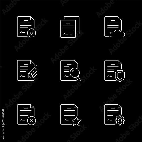 Set line icons of document