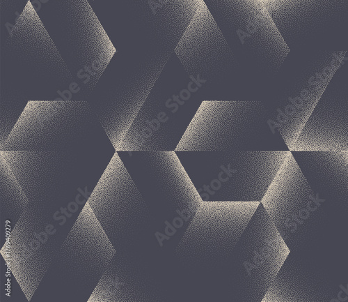 Crystalline structure seamless pattern abstract grainy textured vector abstract background. Halftone art illustration for hi-tech design backdrops. Loopable abstraction for technological projects