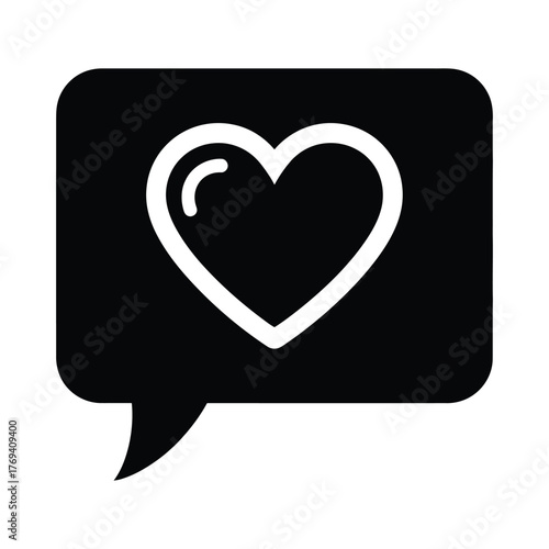 Love Message Heart in Speech Bubble Vector Icon
