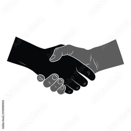 Multiracial Handshake Vector Illustration | Business Partnership and Diversity Agreement Concept