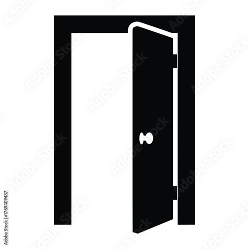 Open Door Silhouette Vector Icon | Opportunity, Entrance, Exit, and New Beginning Symbol