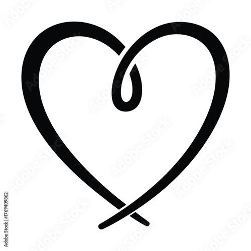 Hand Drawn Calligraphy Heart Line Art Vector | Minimalist Brush Stroke Love Symbol