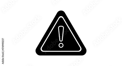 Black and white warning sign with exclamation mark symbol