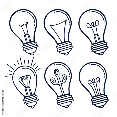 Collection of light bulbs with different filaments