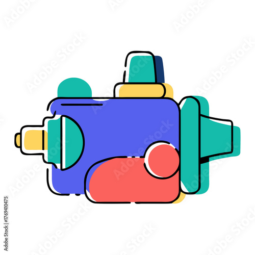 Colorful illustration of a car engine