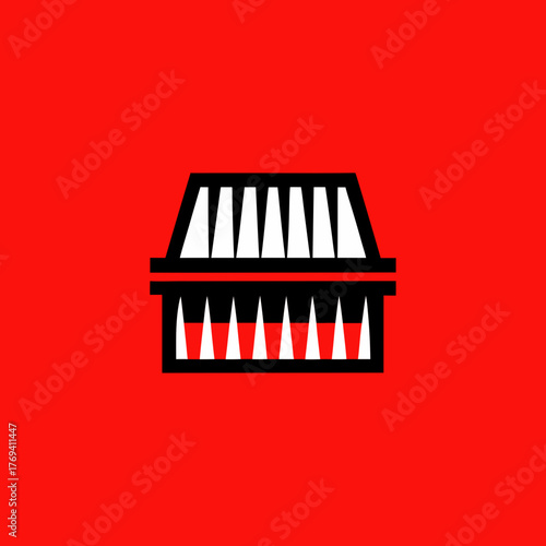 Stylized illustration of a brush for cleaning isolated on red background