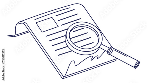 Dive into Data Analysis with Sleek Magnifying Glass & Newspaper Outline, Uncover Insights, Perfect for Business Reports and Investigative Projects