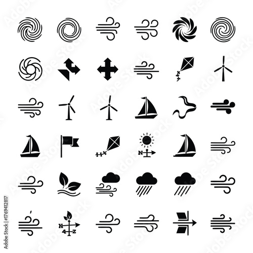 Collection of weather and wind icons