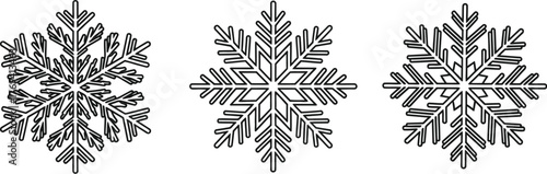 Set of three hand-drawn snowflakes for winter and christmas holidays