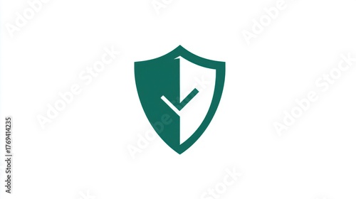 A stylized logo featuring a shield design with a checkmark, symbolizing security and trust.