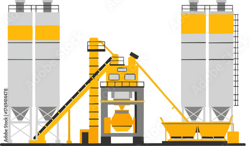 Concrete Batching Plant Industrial Facility isolated on white backround