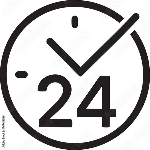 A black and white clock face showing the time at twenty four hours