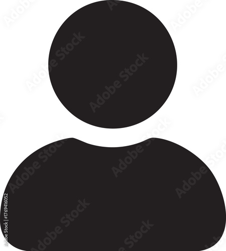 Simple black silhouette of a person with a head and shoulders