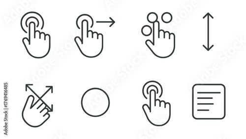 Set of icons for a computer mouse, including a pointer, scroll