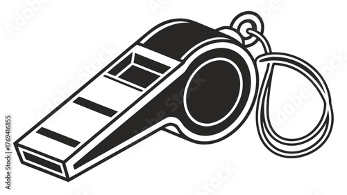 Bold referee whistle graphic for sports events, game highlights, or coaching illustrations. A symbol of authority, safety, and clear communication