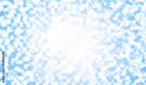 Softly blurred abstract background with a bright white glowing center and cool blue and white speckled texture