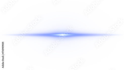 Blue glowing lens flare line overlay with transparent background 