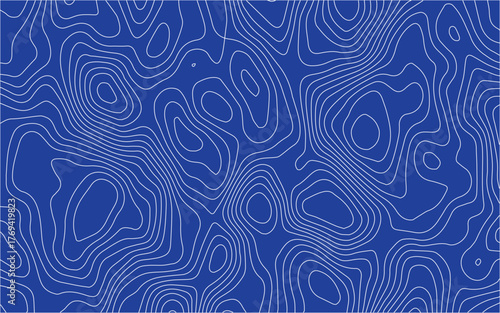 topography colorful background. Abstract white topographic lines on a blue background. white line waves topographical design. Geographic mountain contours Vector Illustration.