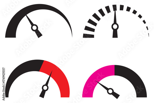 speedometer icons. Performance indicator sign. Car speed. Fast internet speed sign. Rating meter signs.