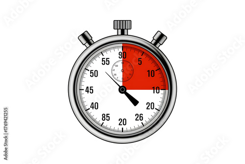 Chronometer displaying time, with red highlighting, suggesting urgency and measurement of duration.