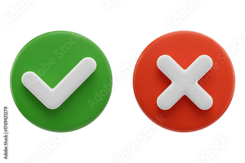 Green checkmark and red 'x' mark, indicating correct and incorrect choices, positive and negative.