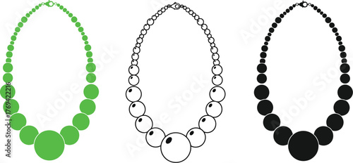 Black pearl necklace vector illustration jewelry design art