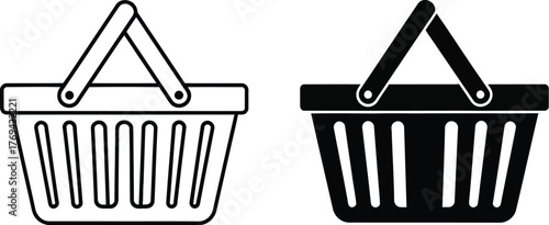 Shopping basket vector icons for ecommerce retail store sale