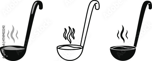 Soup ladle vector illustration kitchen utensil cooking tools set