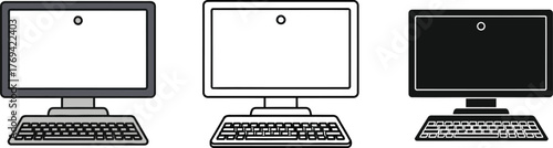 Computer vector graphics desktop pc keyboard monitor illustration