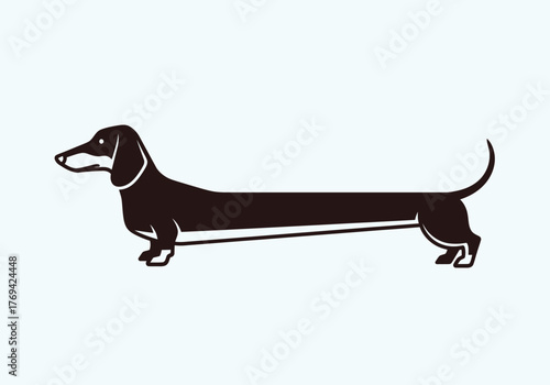 Cartoon illustration of a dachshund dog with a long body.
