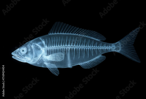 fish x-ray on black background