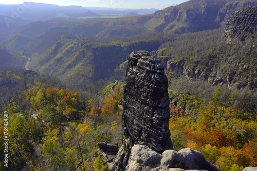 View from the Pravčická Gate and the Falcon's Nest. Czech Switzerland