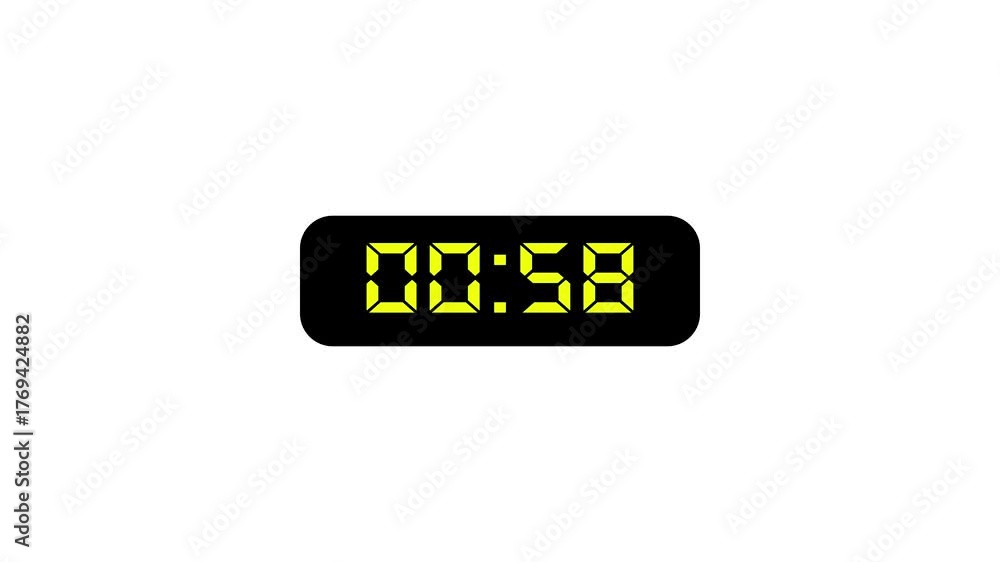 1 minute digital countdown animation. One minute digital clock ...