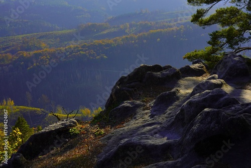 View from the Pravčická Gate and the Falcon's Nest. Czech Switzerland