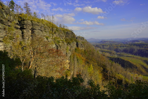 View from the Pravčická Gate and the Falcon's Nest. Czech Switzerland