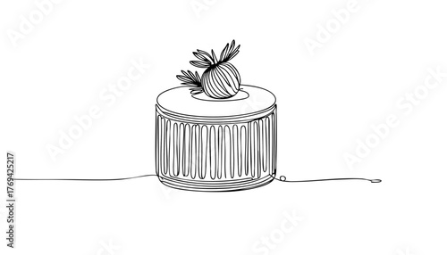 Single line drawing in modern minimalist style of Lamington cake 