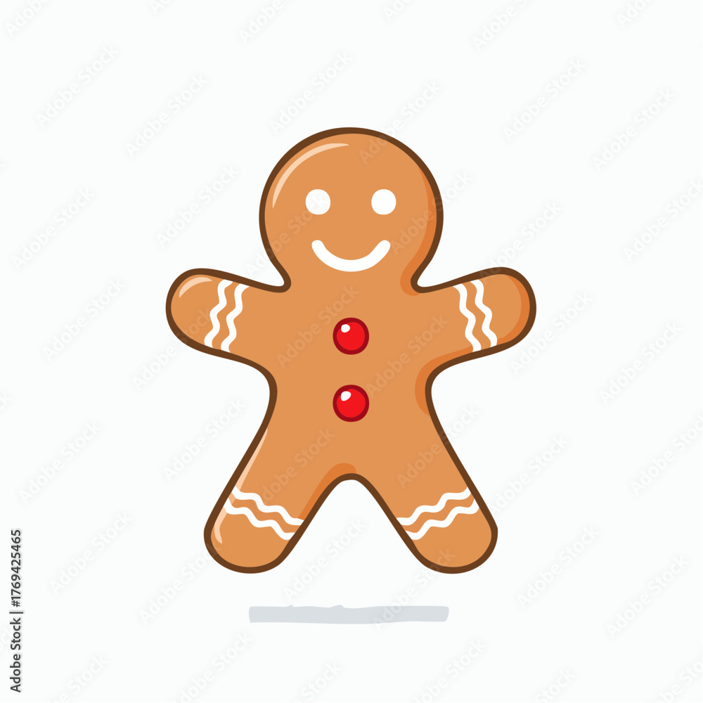 Obraz premium Minimalist Gingerbread Man Christmas Cookie Flat Vector Icon