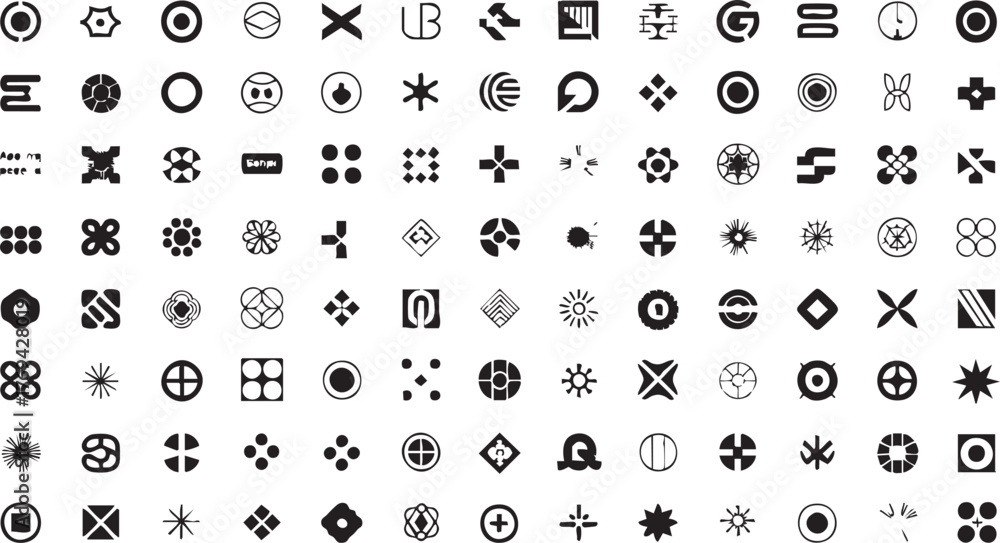 Fototapeta premium Diverse Collection of Abstract Geometric Symbols and Minimalist Icons