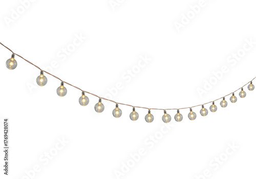 Foto Isolated string lights with small round bulbs for parties and festive decoration