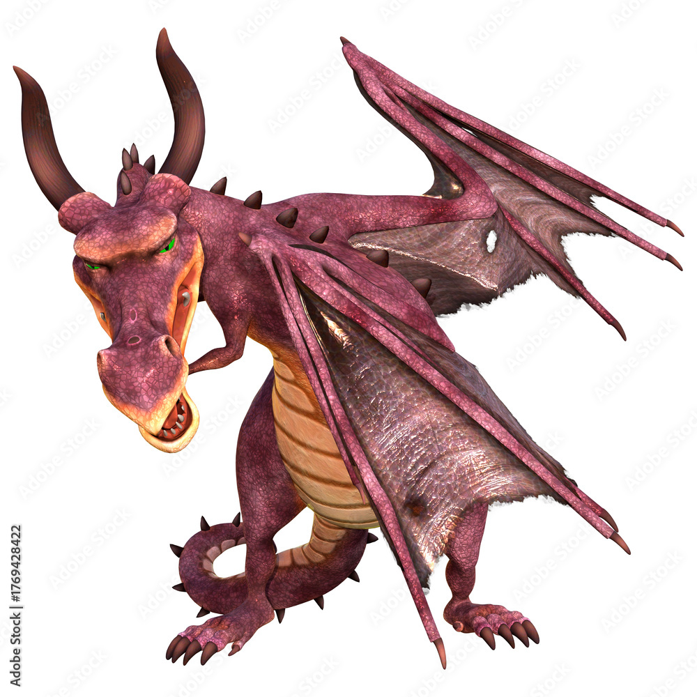 Obraz premium 3D Rendering Fairy Tale Dragon on White