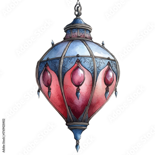 Islamic Pendant, watercolor vector, isolated on a white background.