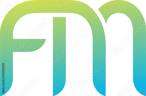 Modern FM Monogram Logo with Gradient Colors.  Technology, digital media, and creative branding concept