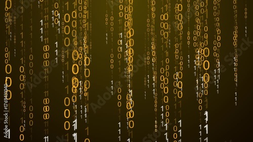 Warm Orange Binary Code Digital Data Rain Background