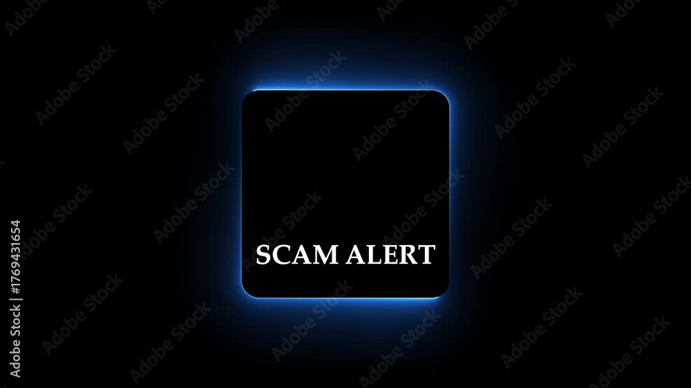 Abstract neon scam alerts cyber security concepts animation. Neon blur ...