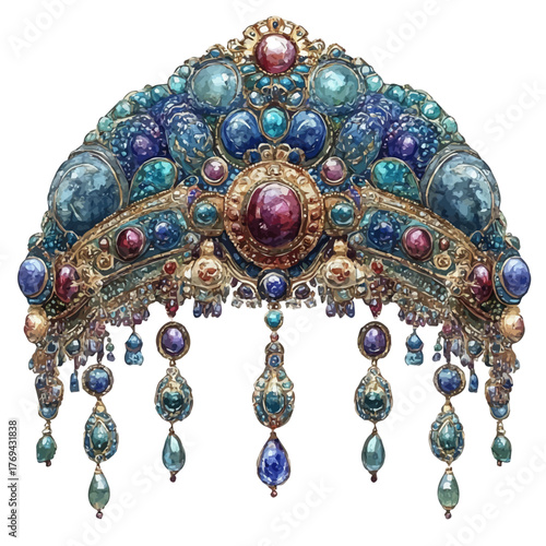 watercolor of Imperial Headpiece, vector, isolated on a white background.